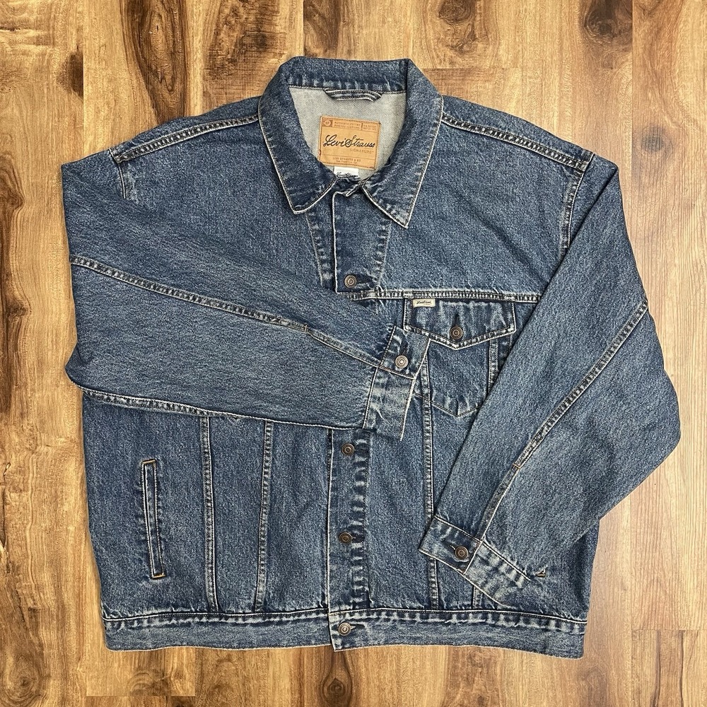 VINTAGE LEVIS STRAUSS Y2K SIGNATURE DENIM JACKET 2XL BLUE JEAN TRUCKER JACKET